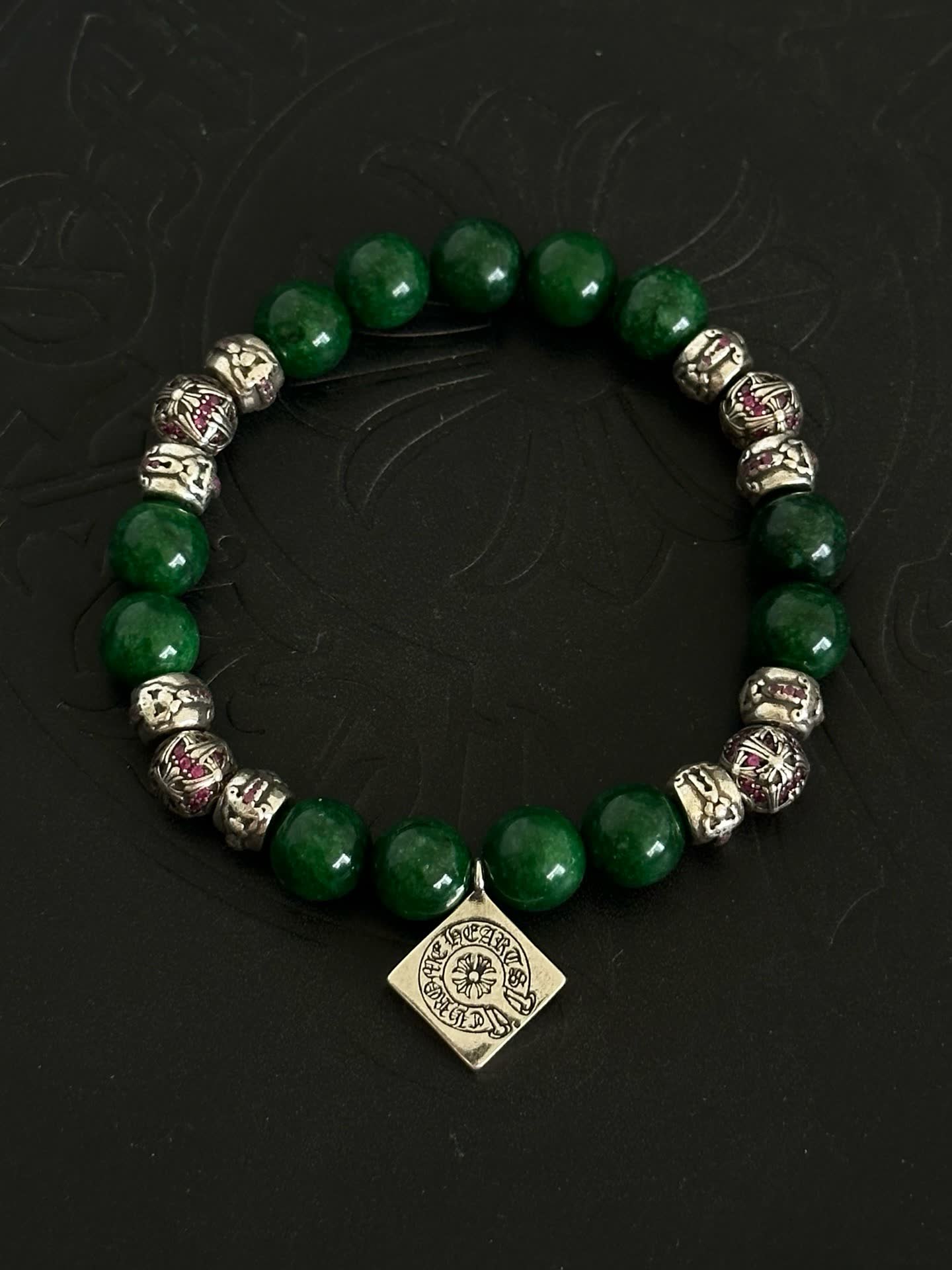 Chrome Hearts Beaded Bracelet with Silver Charms Chrome Hearts Beaded Bracelet with Silver Charms